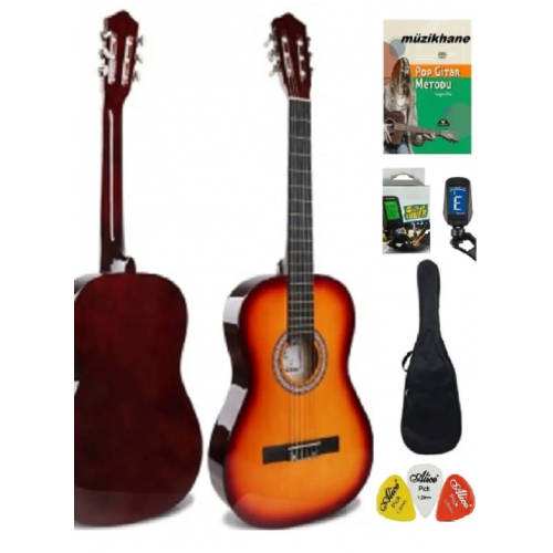 Klasik Gitar 4/4 Tamboy Gitar Akort Cihazı Metot Kılıf Pena