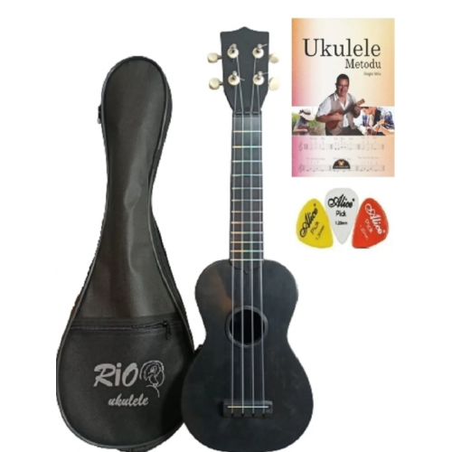 Kompozit Kırılmaz Soprano Siyah Ukulele Kılıf Metot Pena(54 CM)