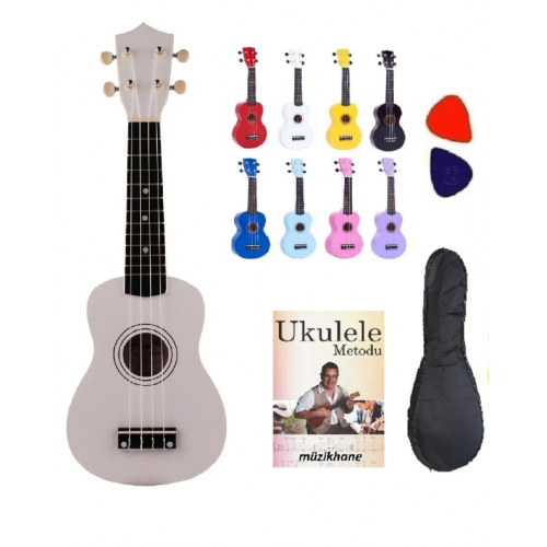 Soprano Beyaz Ukulele+kılıf+metot Ve Pena