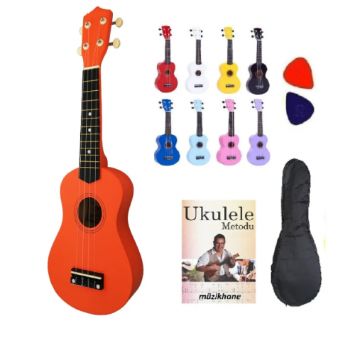 SOPRANO TURUNCU UKULELE -Kılıf+Metot+Pena