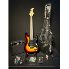 Elektro Gitar set Sunburst (Gitar-Amfi-Stand-Kablo-Askı-Kapo-Akort Cihazı-Yedek Tel)