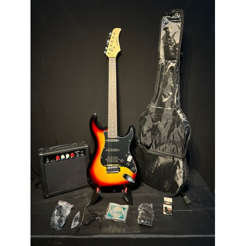 Elektro Gitar set Sunburst (Gitar-Amfi-Stand-Kablo-Askı-Kapo-Akort Cihazı-Yedek Tel)