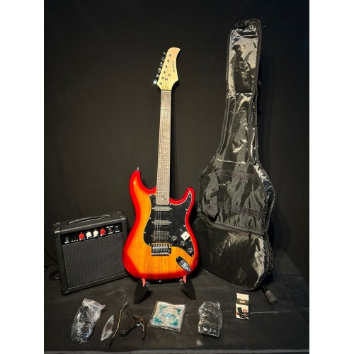 Elektro Gitar set Orange (Gitar-Amfi-Stand-Kablo-Askı-Kapo-Akort Cihazı-Yedek Tel)